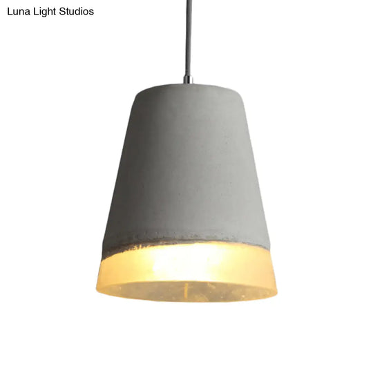 Vintage Cement Bell Pendant Light: Grey 1-Head Ceiling Lamp Kit With Resin Detail