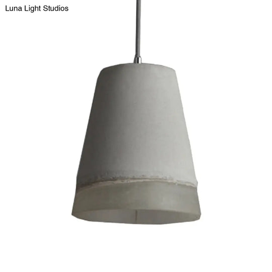 Vintage Cement Pendant Light - Grey 1-Head Bell Ceiling Lamp With Resin Detail