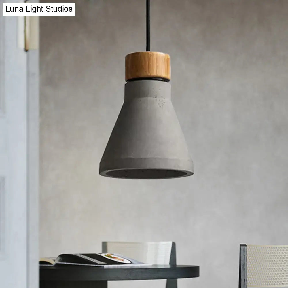 Vintage Cement Flared Pendant Ceiling Light - 1-Head Bedroom Hanging Lamp Kit In Grey/Brown Brown