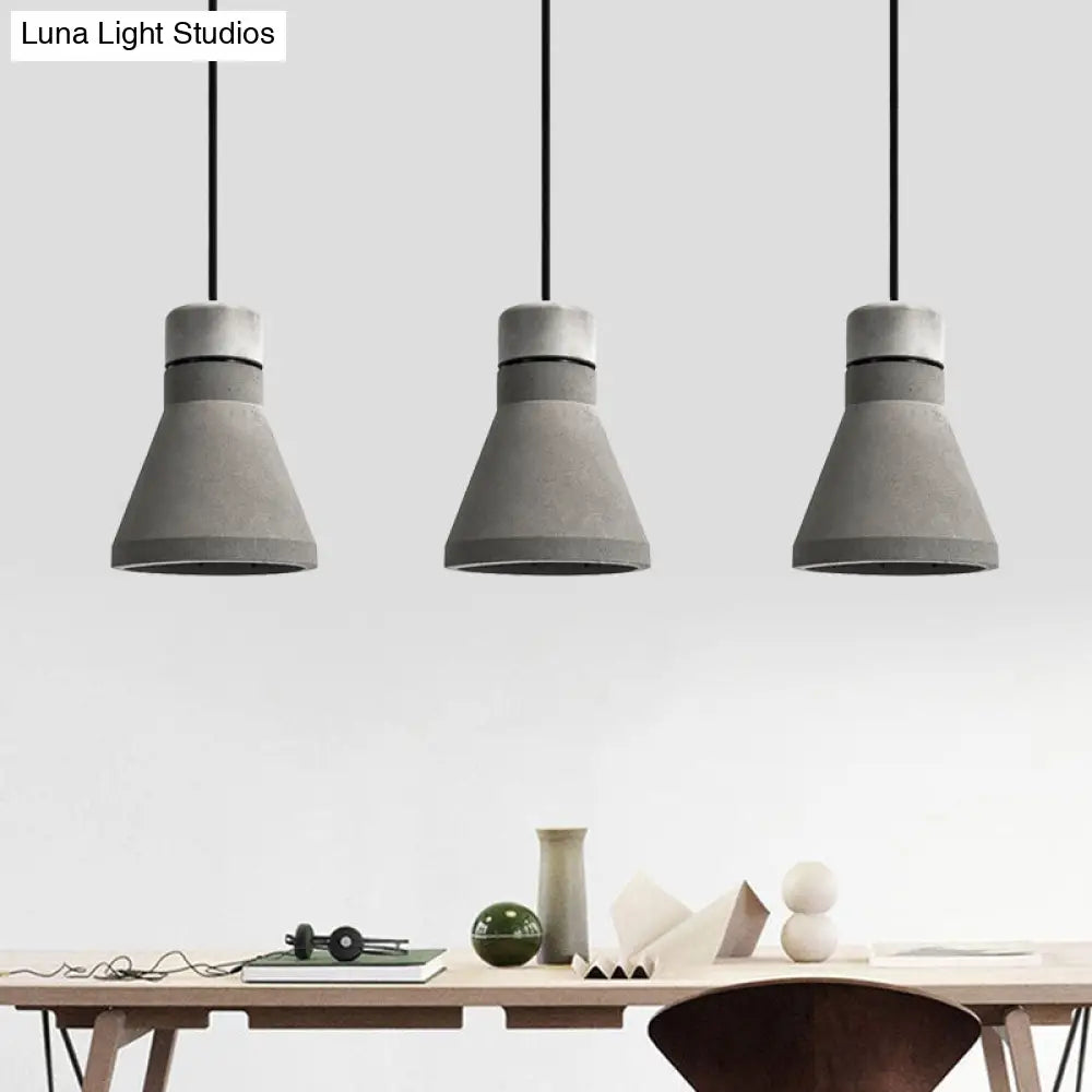 Vintage Cement Flared Pendant Ceiling Light - 1-Head Hanging Lamp Kit In Grey/Grey-Brown