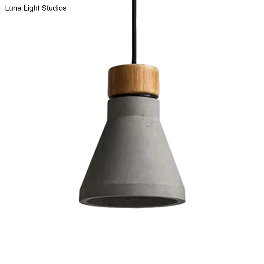 Vintage Cement Flared Pendant Ceiling Light - 1-Head Bedroom Hanging Lamp Kit In Grey/Brown