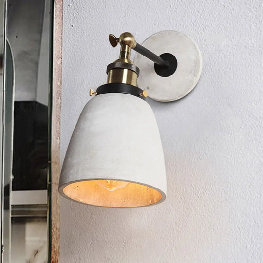 Vintage Cement Grey Cone/Bowl/Dome Wall Light Sconce - Rotatable 1-Light Kitchen Lamp / Dome