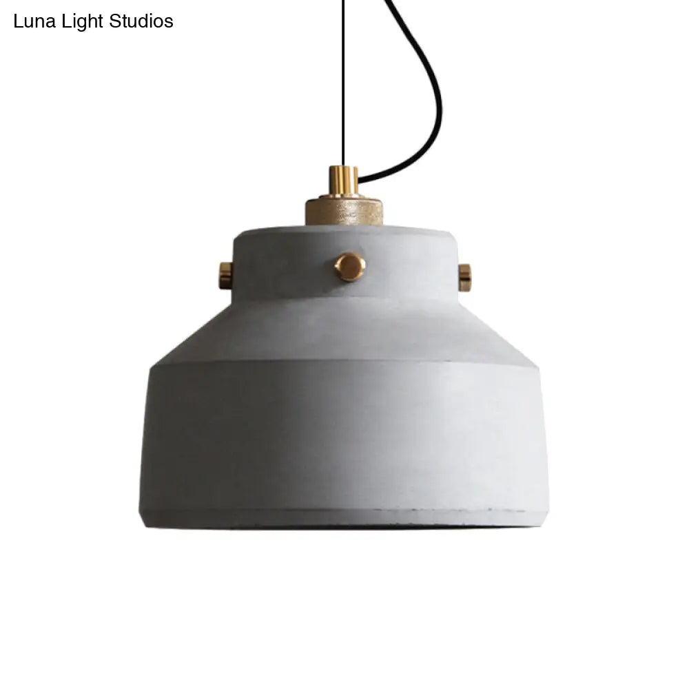 Vintage Cement Hanging Pendant Light With Grey Can And 1 Bulb - Available In 3 Sizes For Bar Island