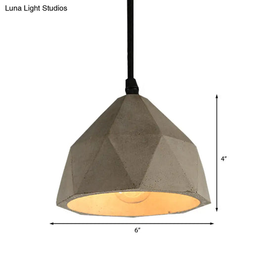 Vintage Cement Pendant Hanging Lamp: Bowl/Cylinder/Semi Circle Shape 1 Light Grey - Ideal For Dining