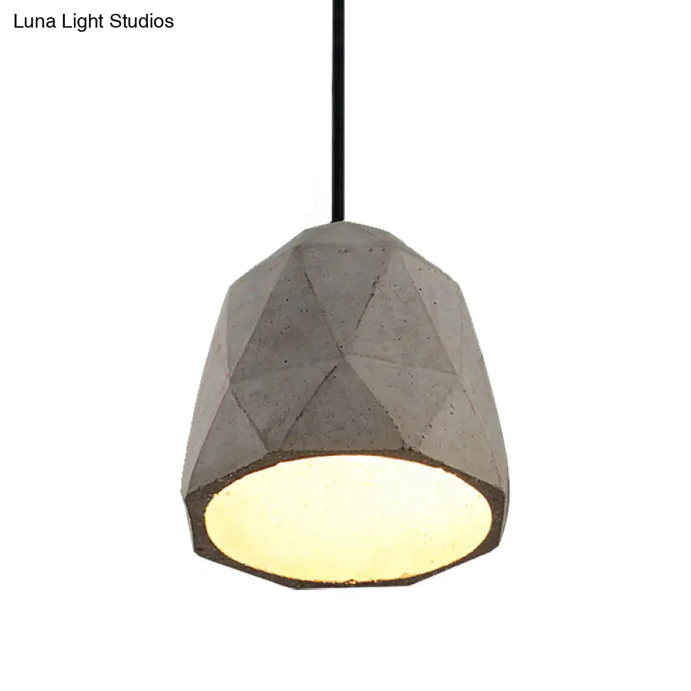 Vintage Cement Pendant Hanging Lamp: Bowl/Cylinder/Semi Circle Shape 1 Light Grey - Ideal For Dining