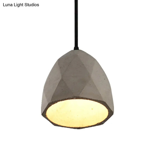 Vintage Cement Pendant Hanging Lamp: Bowl/Cylinder/Semi Circle Shape 1 Light Grey - Ideal For Dining