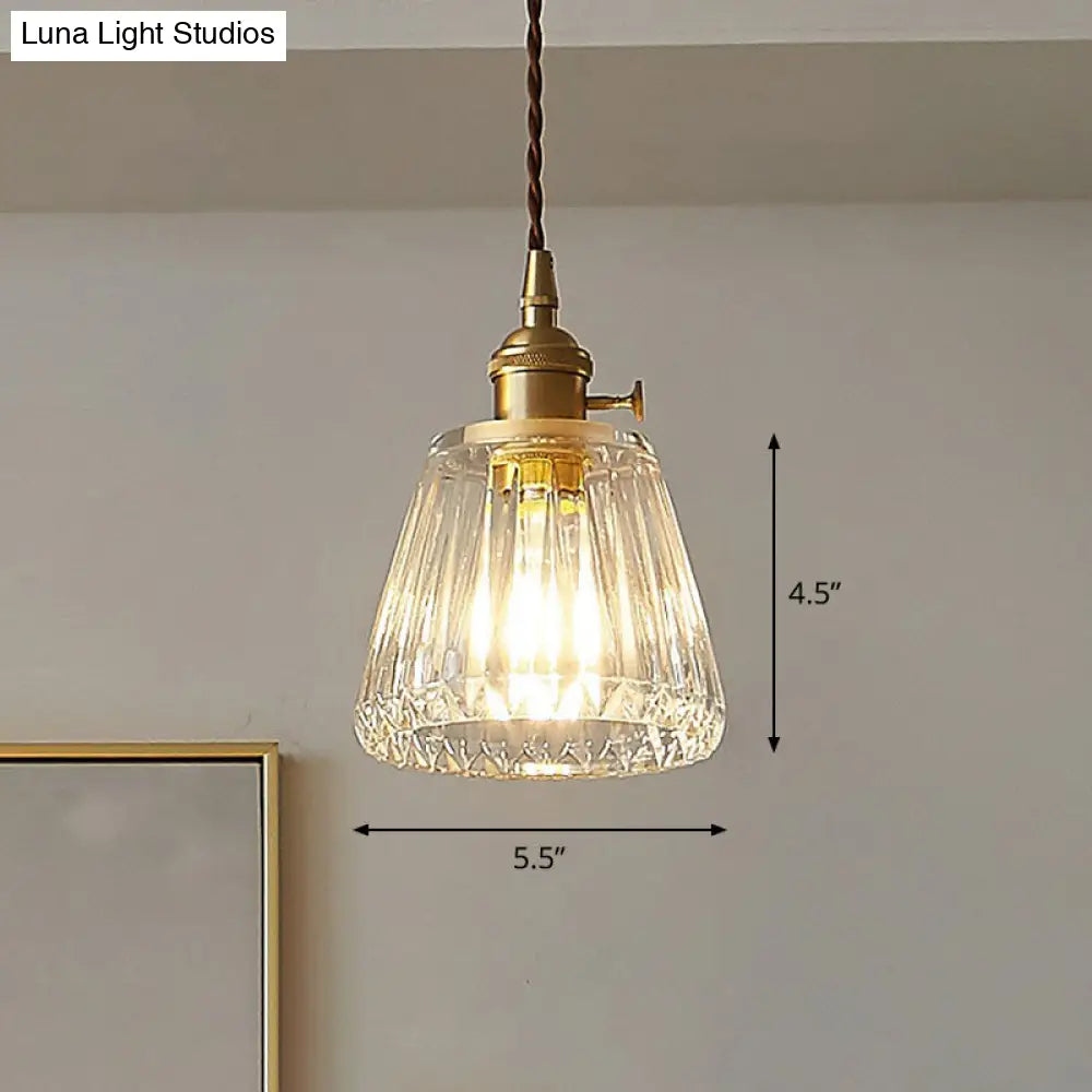 Vintage Clear Glass Hanging Lamp: Modern Tapered Design Ideal For Restaurants - Single-Bulb Pendant