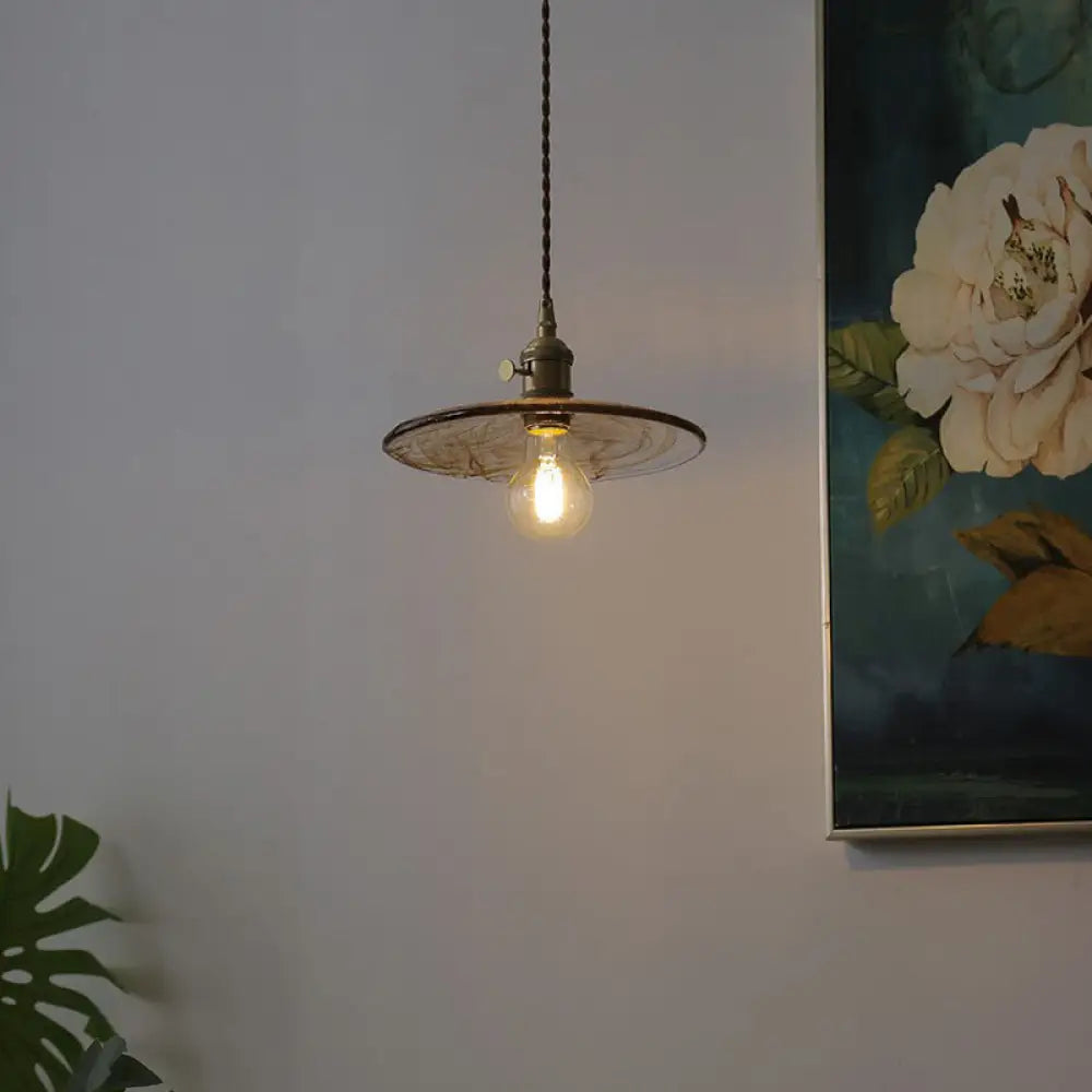 Vintage Cognac Glass Cone Shade Pendant Lamp - Single-Bulb Restaurant Lighting