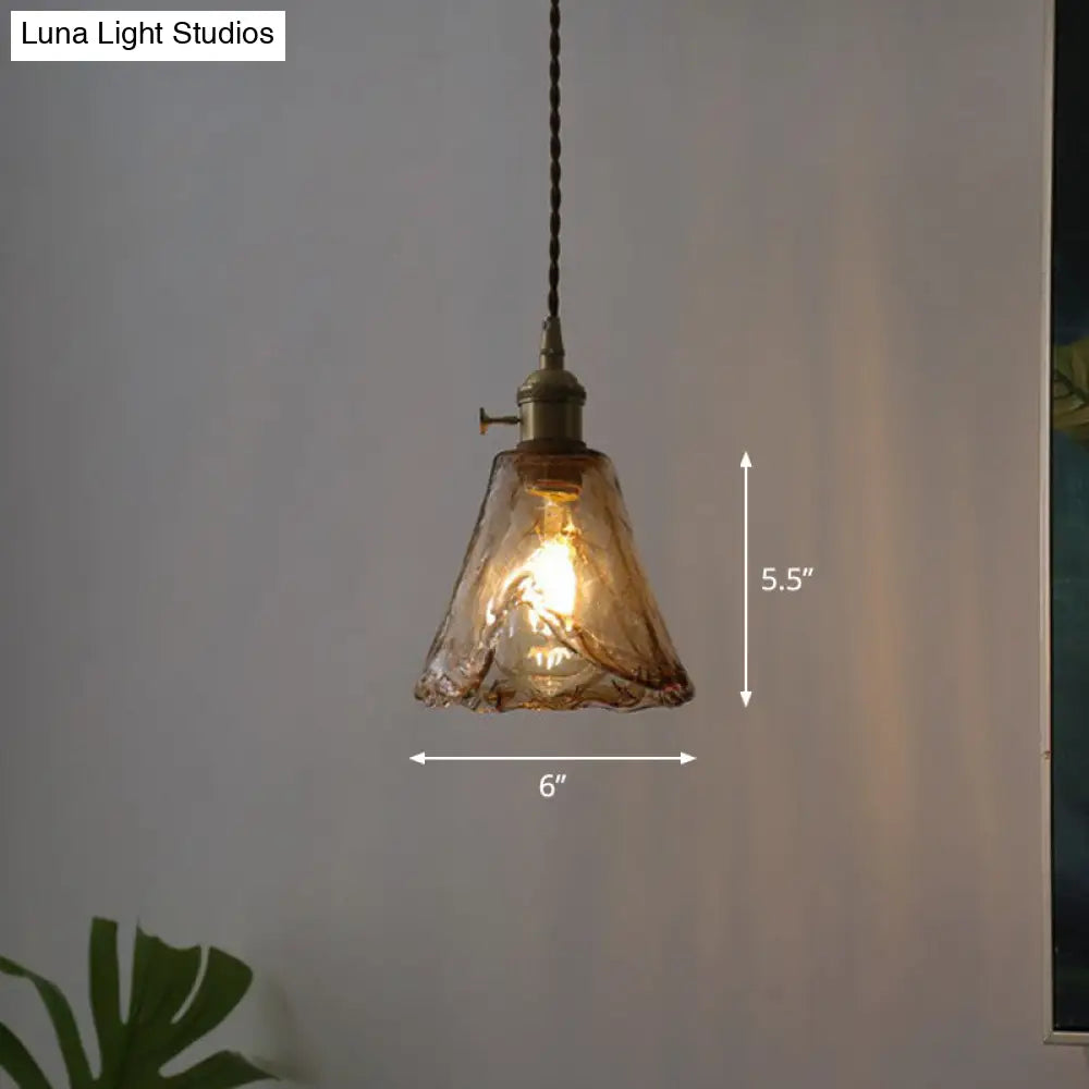 Vintage Cognac Glass Hanging Lamp Pendant For Dining Room Lighting