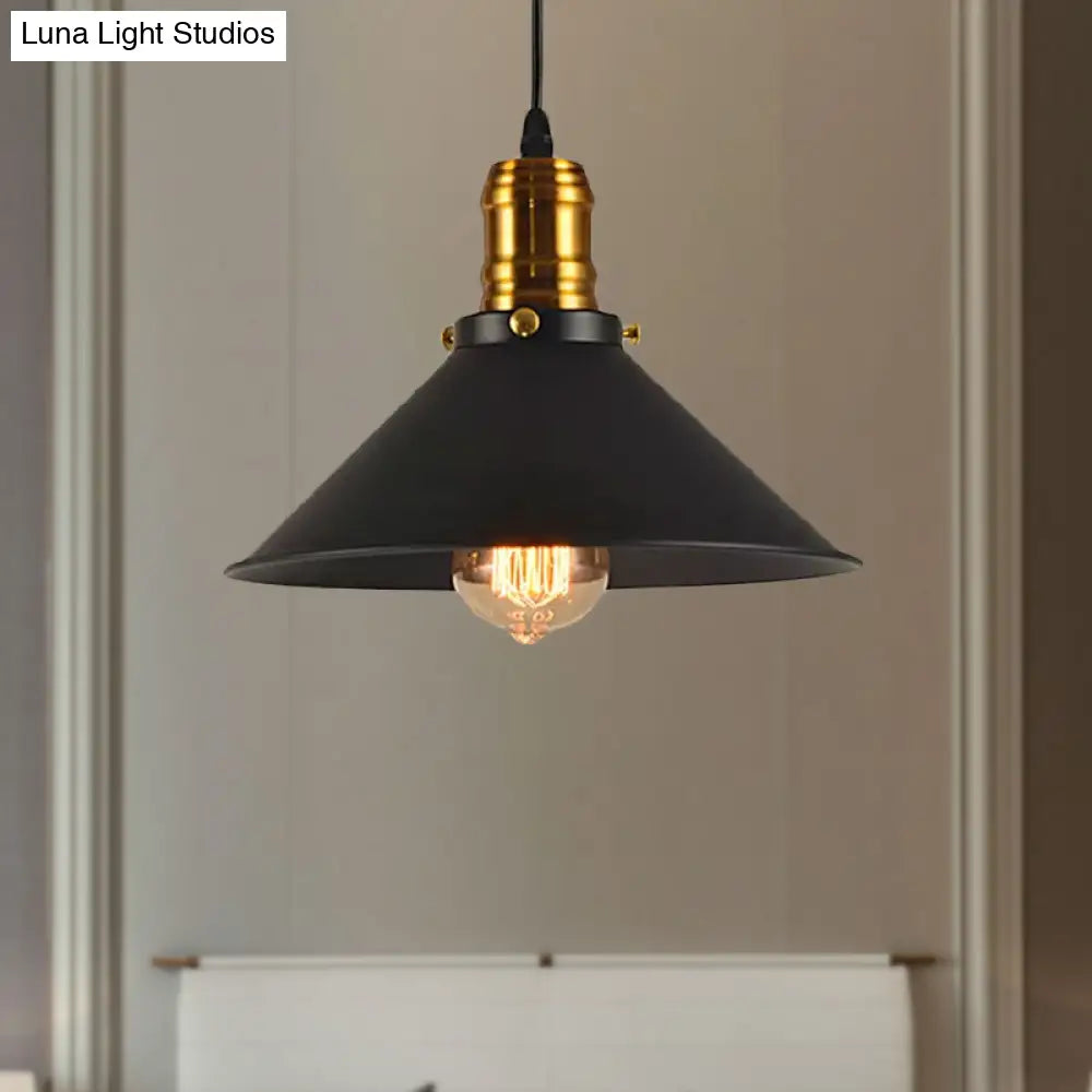 Vintage Cone Metal Ceiling Pendant Light - 1/2/3-Pack Black Stylish Design 10’/12’/14’ Width