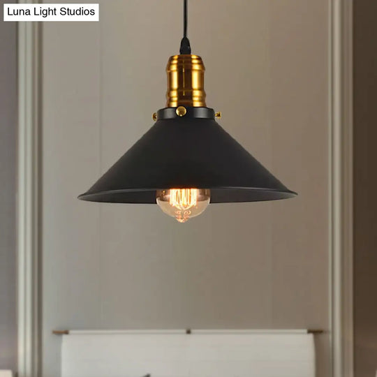 Vintage Cone Metal Ceiling Pendant Light - 1/2/3-Pack Black Stylish Design 10’/12’/14’ Width