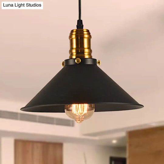 Vintage Cone Metal Ceiling Pendant Light - 1/2/3-Pack Black Stylish Design 10’/12’/14’ Width