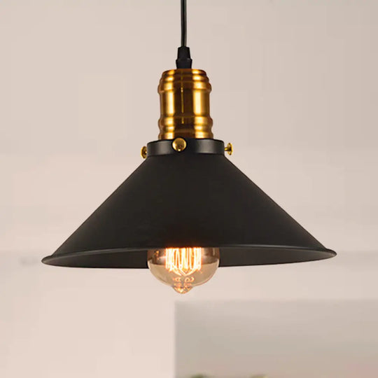 Vintage Cone Metal Ceiling Pendant Light - 1/2/3-Pack Black Stylish Design 10’/12’/14’ Width / 10’ 1