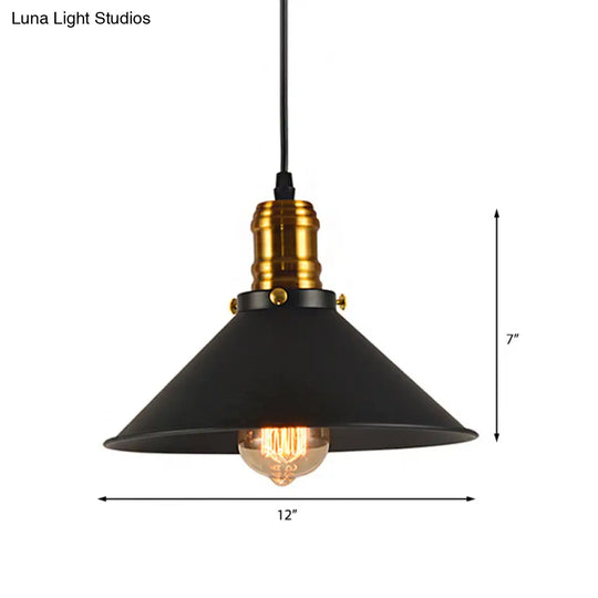 Vintage Cone Metal Ceiling Pendant Light - 1/2/3-Pack Black Stylish Design 10’/12’/14’ Width