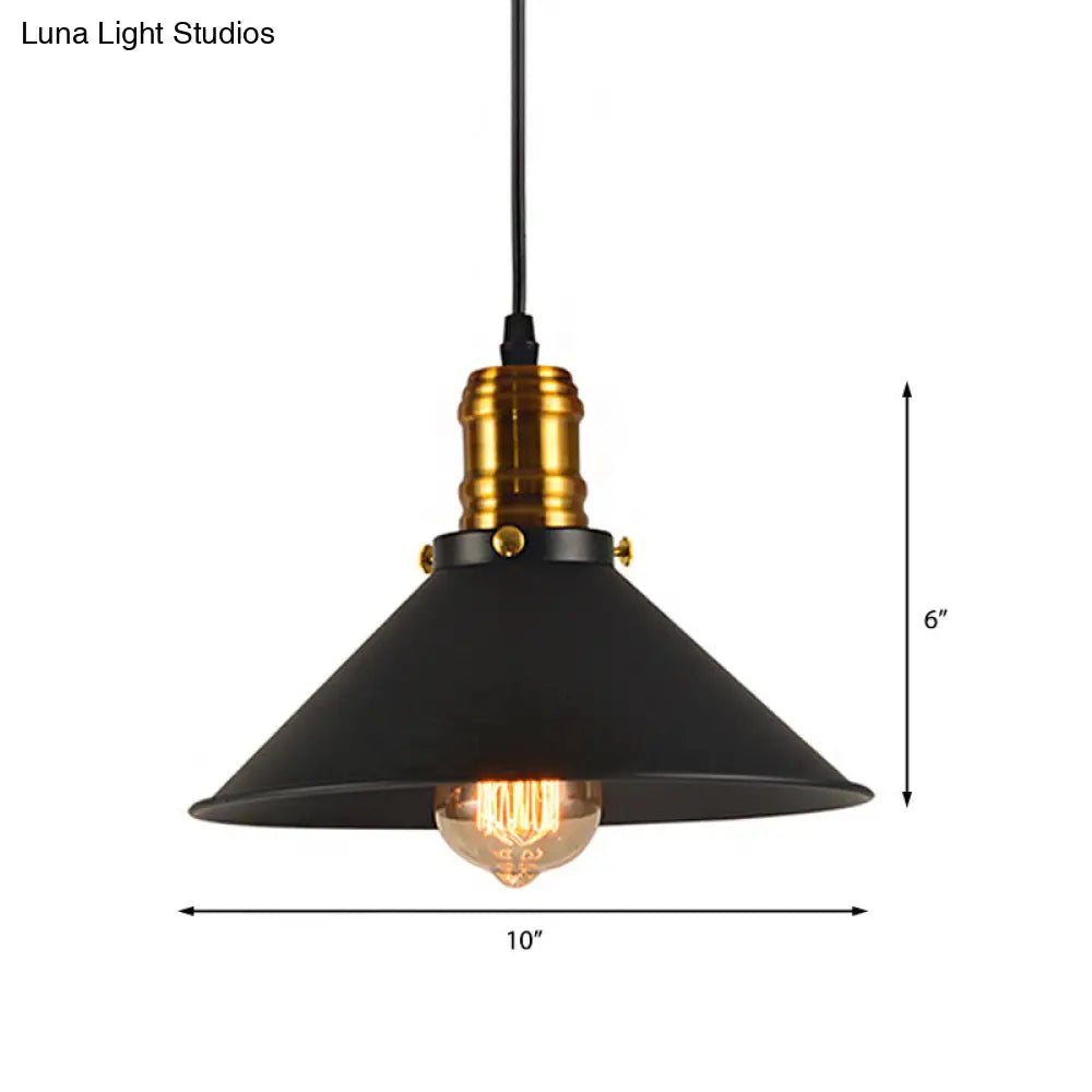 Vintage Cone Metal Ceiling Pendant Light - 1/2/3-Pack Black Stylish Design 10’/12’/14’ Width