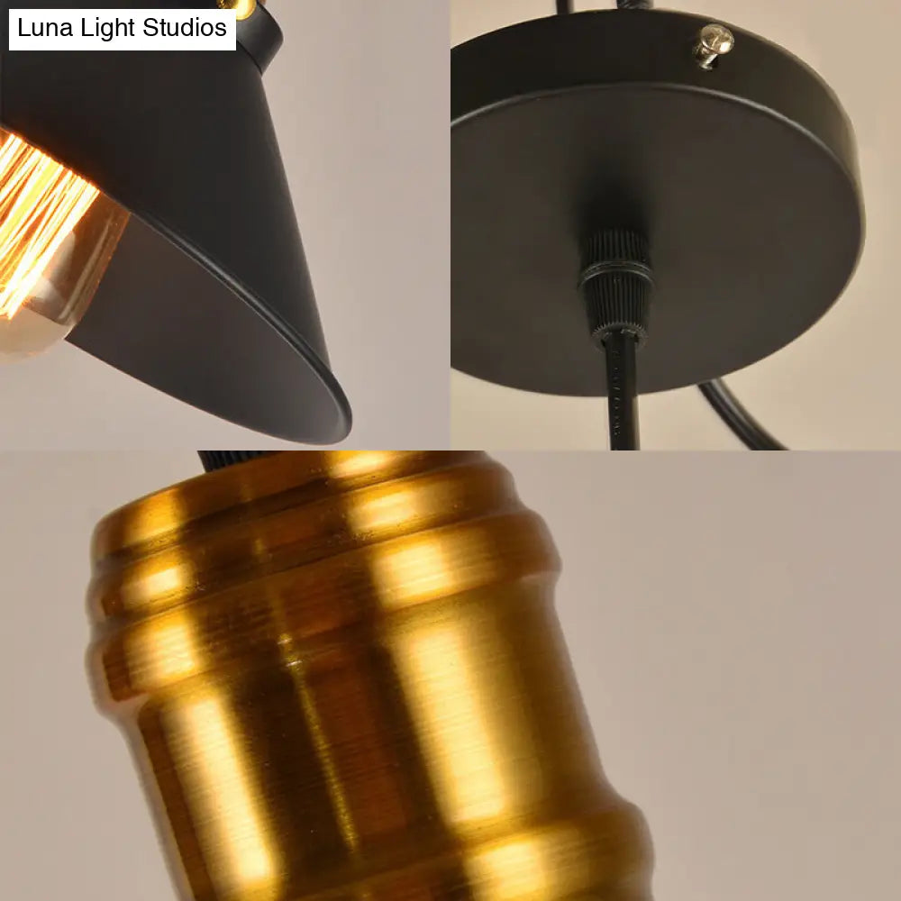 Vintage Cone Metal Ceiling Pendant - 1/2/3-Pack Stylish 1 Light Black 10/12/14 Width For Dining Room