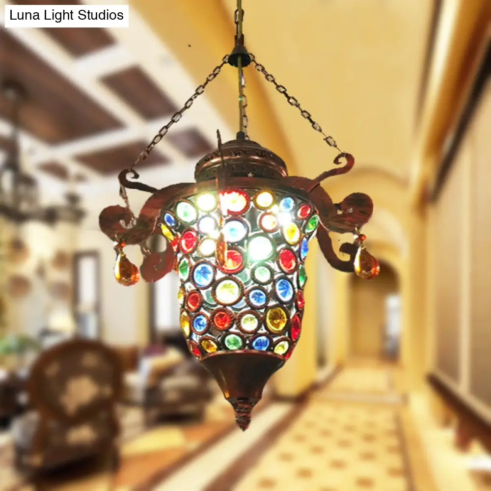 Vintage Copper Metal Urn Pendant Light Fixture Hallway Hanging Lamp Kit