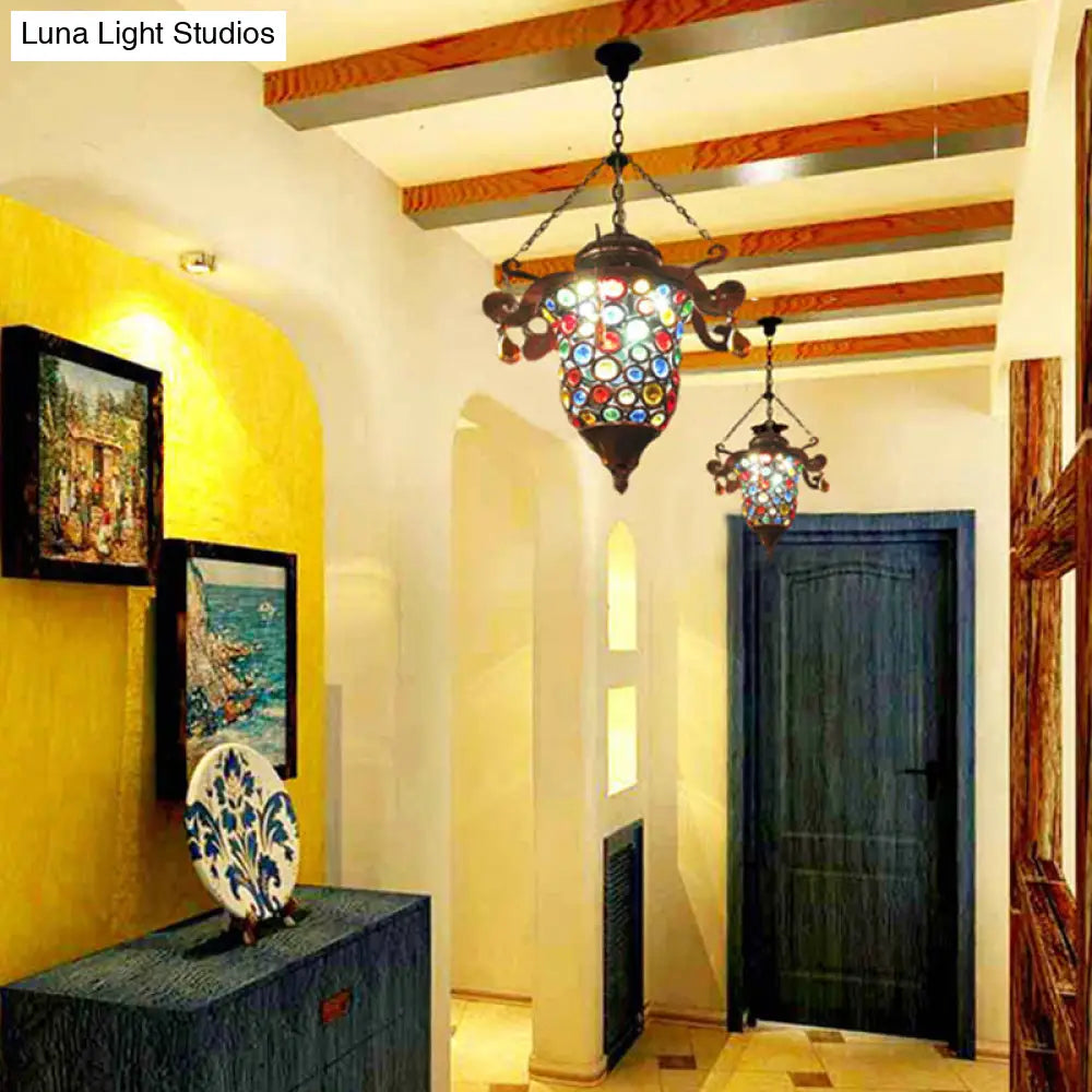 Vintage Copper Metal Urn Pendant Light Fixture Hallway Hanging Lamp Kit