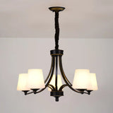 Vintage Cream Glass Chandelier Pendant Light - Elegant Hanging For Living Room 5 / Gold-Black