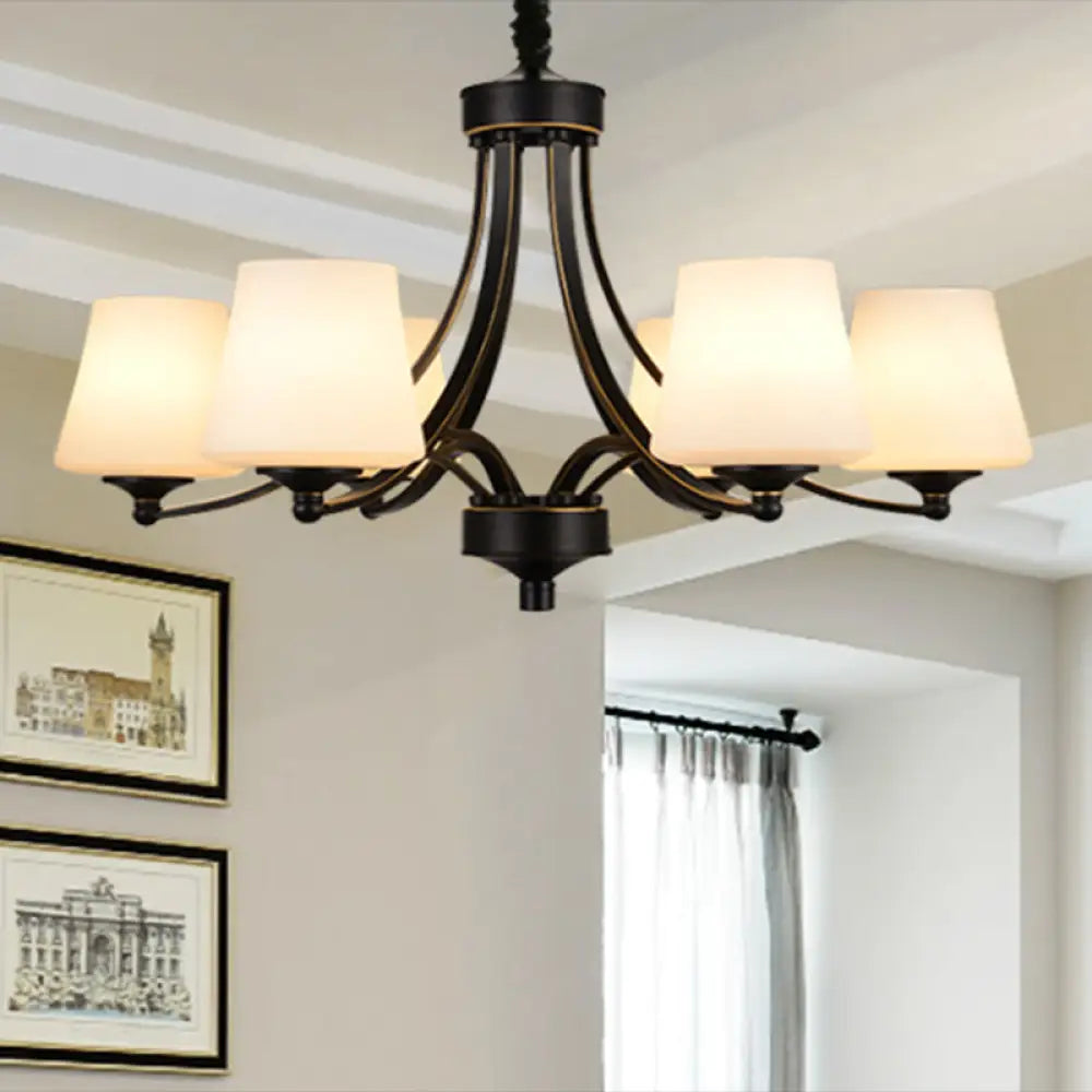 Vintage Cream Glass Chandelier Pendant Light - Elegant Hanging For Living Room 6 / Gold-Black