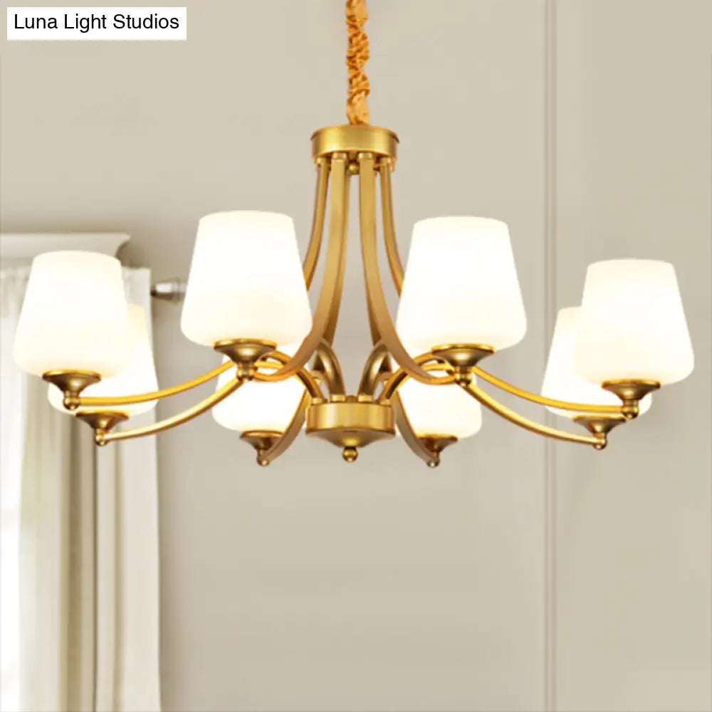 Vintage Cream Glass Chandelier Pendant Light - Elegant Hanging For Living Room