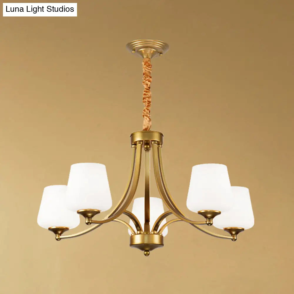 Vintage Cream Glass Chandelier Pendant Light - Elegant Hanging For Living Room