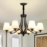 Vintage Cream Glass Chandelier Pendant Light - Elegant Hanging For Living Room 8 / Gold-Black