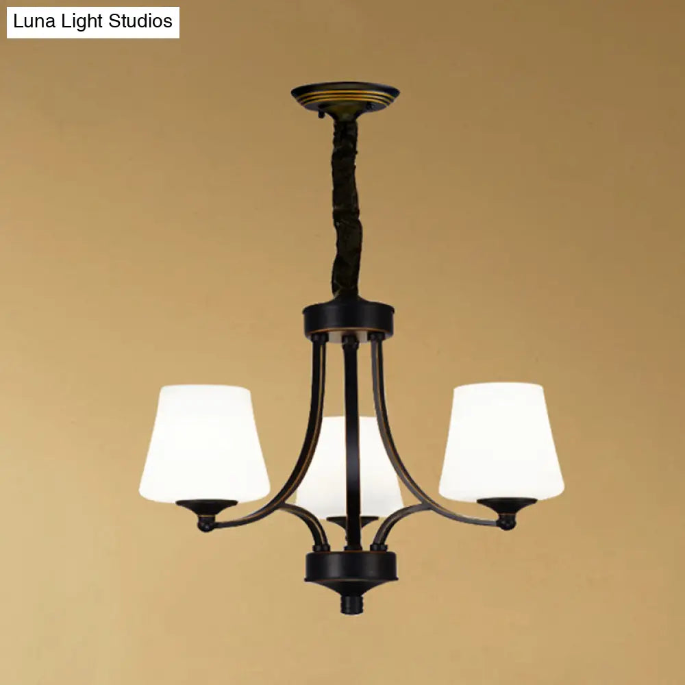 Vintage Cream Glass Chandelier Pendant Light - Elegant Hanging For Living Room