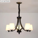 Vintage Cream Glass Chandelier Pendant Light - Elegant Hanging For Living Room