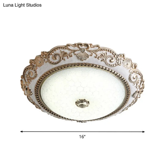 Vintage Cream Glass Dome Flush Mount Lamp - White Led Lighting Fixture 16/18/21.5 Wide