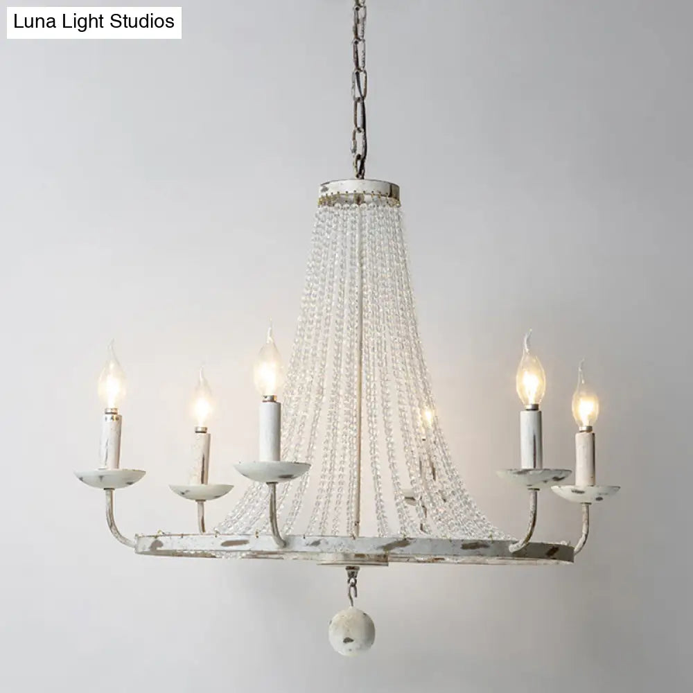 Vintage Crystal Bead Candelabra Chandelier Pendant Light