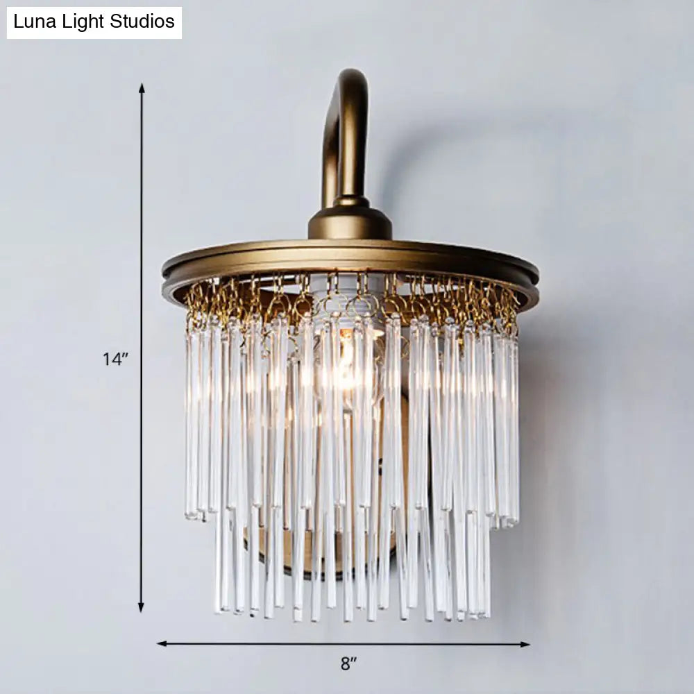 Vintage Crystal Bead/Stick Drum Wall Light - Antique Brass Sconce (1/2 Lights)