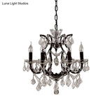Vintage Crystal Draped Candle Chandelier Pendant Light In Rust