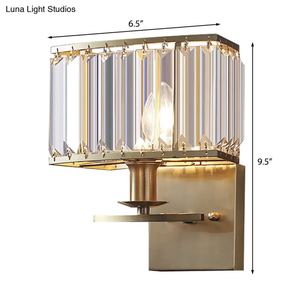 Vintage Crystal Wall Sconce With Brass Backplate