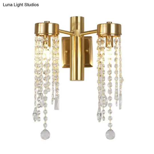 Vintage Crystal Wall Sconce With Led Lights - Cascade Bedroom Lighting Fixture