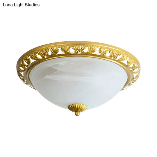 Vintage Dome Glass Flush Mount Ceiling Light Fixture - 2 Bulbs Brass/Bronze/Copper Finish