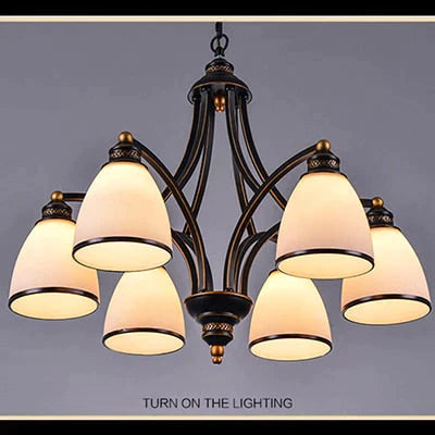 Vintage European Style Oil Rubbed Bronze 3/5/6/8 Light Glass Chandelier Shades 6 Down