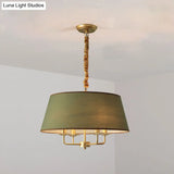 Vintage Fabric Pendant Chandelier - Elegant 4-Head Empire Shade Hanging Light For Bedroom