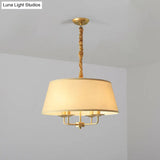 Vintage Fabric Pendant Chandelier - Elegant 4-Head Empire Shade Hanging Light For Bedroom