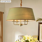 Vintage Fabric Pendant Chandelier - Elegant 4-Head Empire Shade Hanging Light For Bedroom