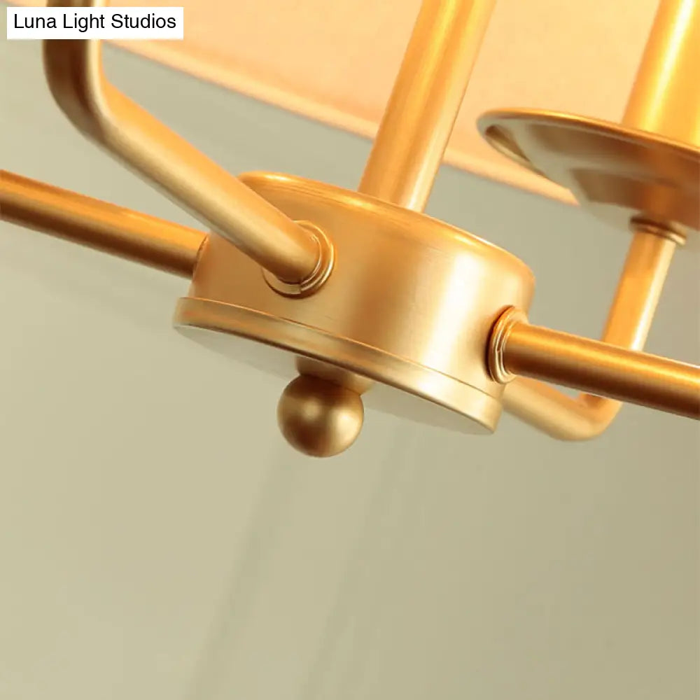 Vintage Fabric Pendant Chandelier - Elegant 4-Head Empire Shade Hanging Light For Bedroom