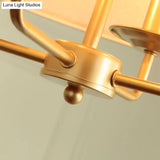 Vintage Fabric Pendant Chandelier - Elegant 4-Head Empire Shade Hanging Light For Bedroom