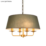 Vintage Fabric Pendant Chandelier - Elegant 4-Head Empire Shade Hanging Light For Bedroom