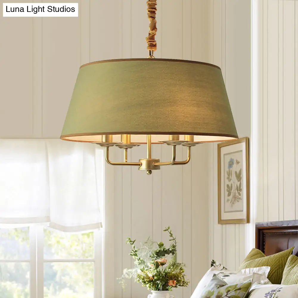 Vintage Fabric Pendant Chandelier - Elegant 4-Head Empire Shade Hanging Light For Bedroom