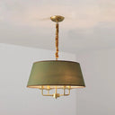 Vintage Fabric Pendant Chandelier - Elegant 4-Head Empire Shade Hanging Light For Bedroom Green
