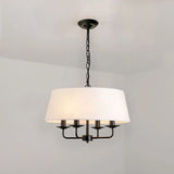 Vintage Fabric Pendant Chandelier - Elegant 4-Head Empire Shade Hanging Light For Bedroom White