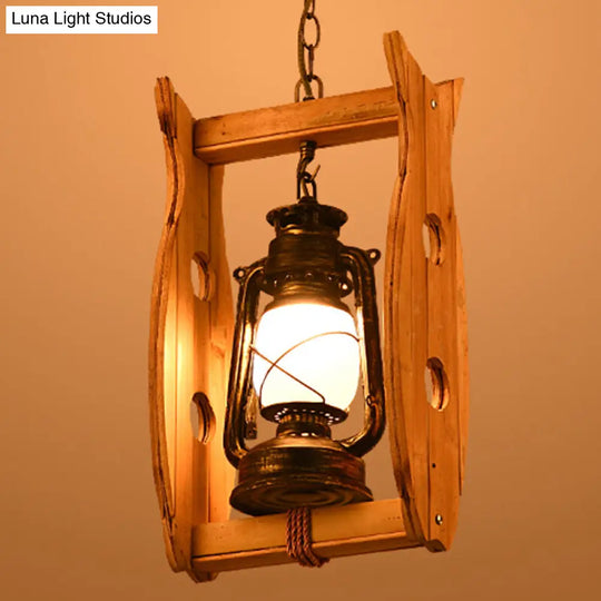 Vintage Style House/Fish Opal Glass Pendant Light In Weathered Copper - 1-Light Hanging Ceiling