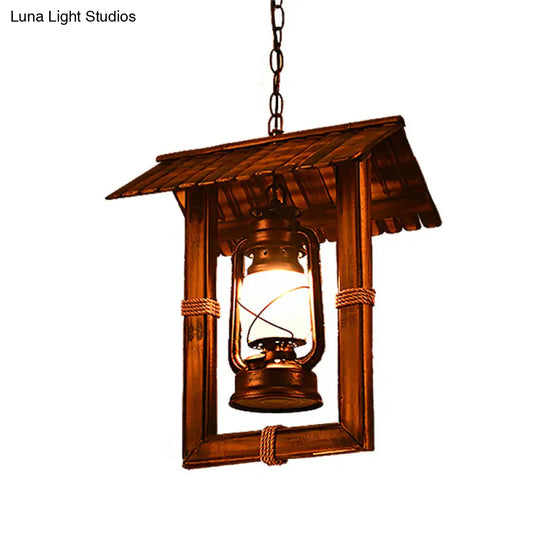 Vintage Style House/Fish Opal Glass Pendant Light In Weathered Copper - 1-Light Hanging Ceiling