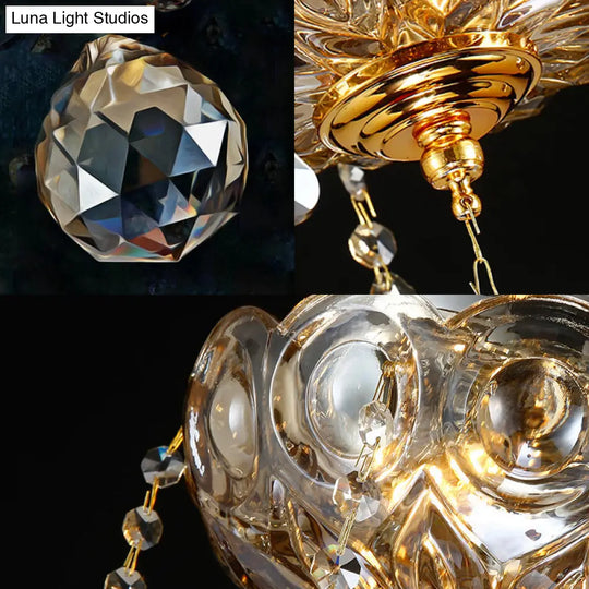 Vintage Flush Mount Ceiling Light With Crystal Ball Deco - Clear And Elegant For Corridors