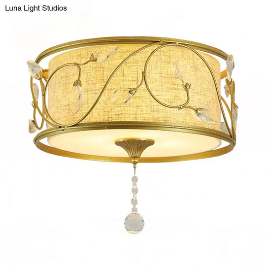 Vintage Flushmount Ceiling Light - Iron Black/Gold Drum Shape 4/5 Lights 16’ Or 19.5’ Dia
